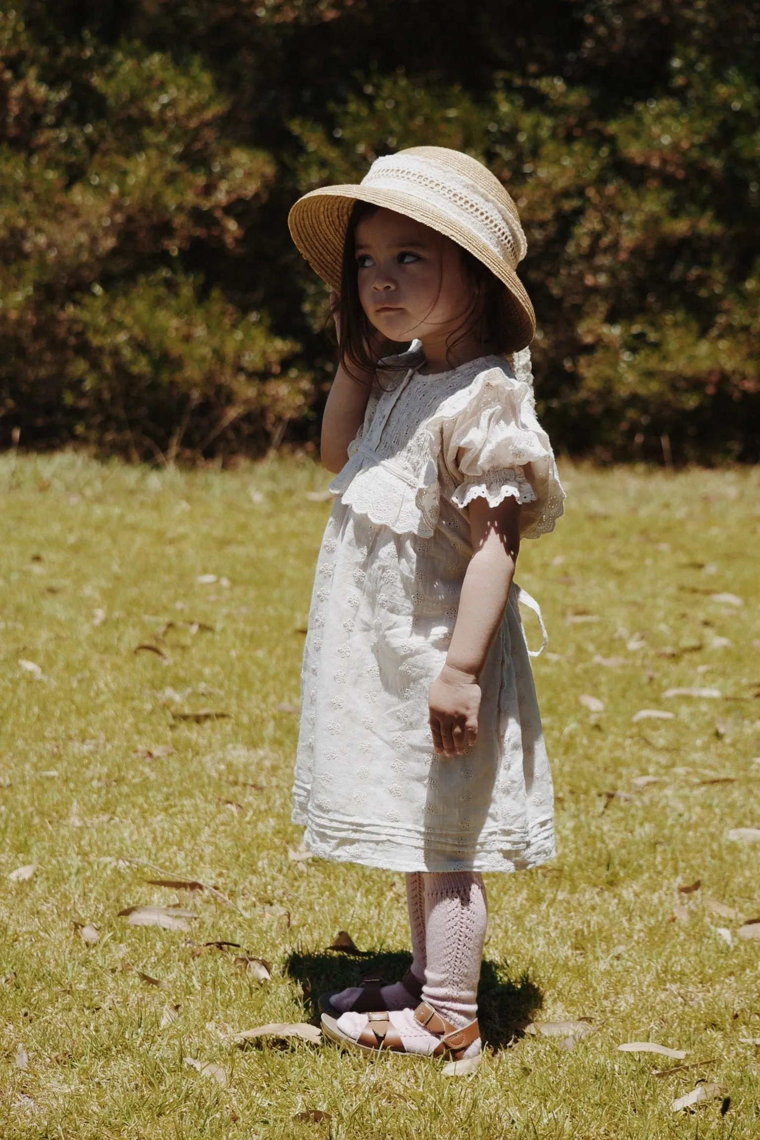 100% RECYCLED COTTON - ANNABELLE GIRL'S DRESS ANTIQUE WHITE