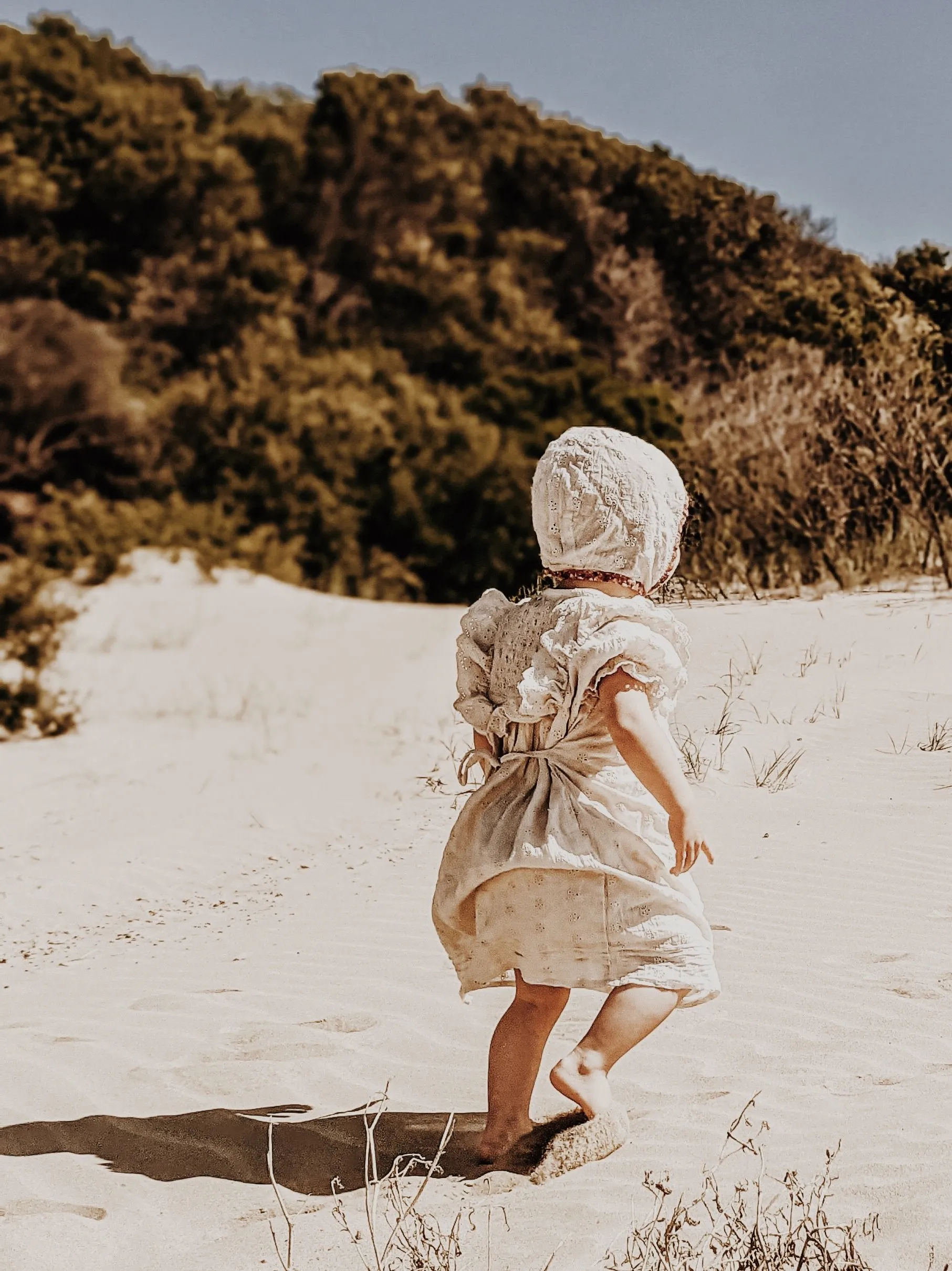 100% RECYCLED COTTON - ANNABELLE GIRL'S DRESS ANTIQUE WHITE