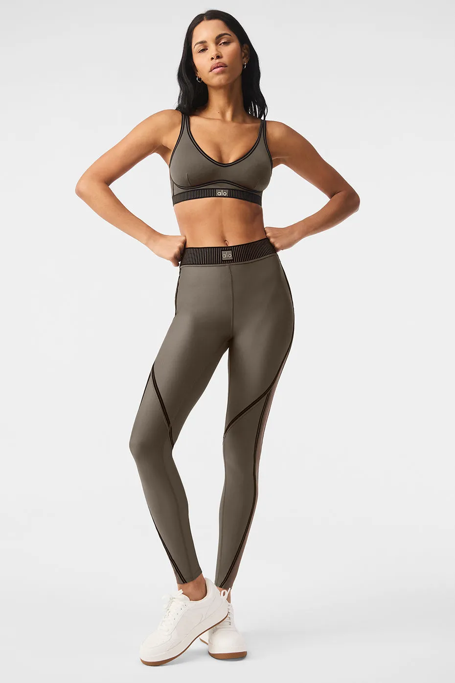 Airlift Mesh Line Up High-Waist Legging - Olive Tree