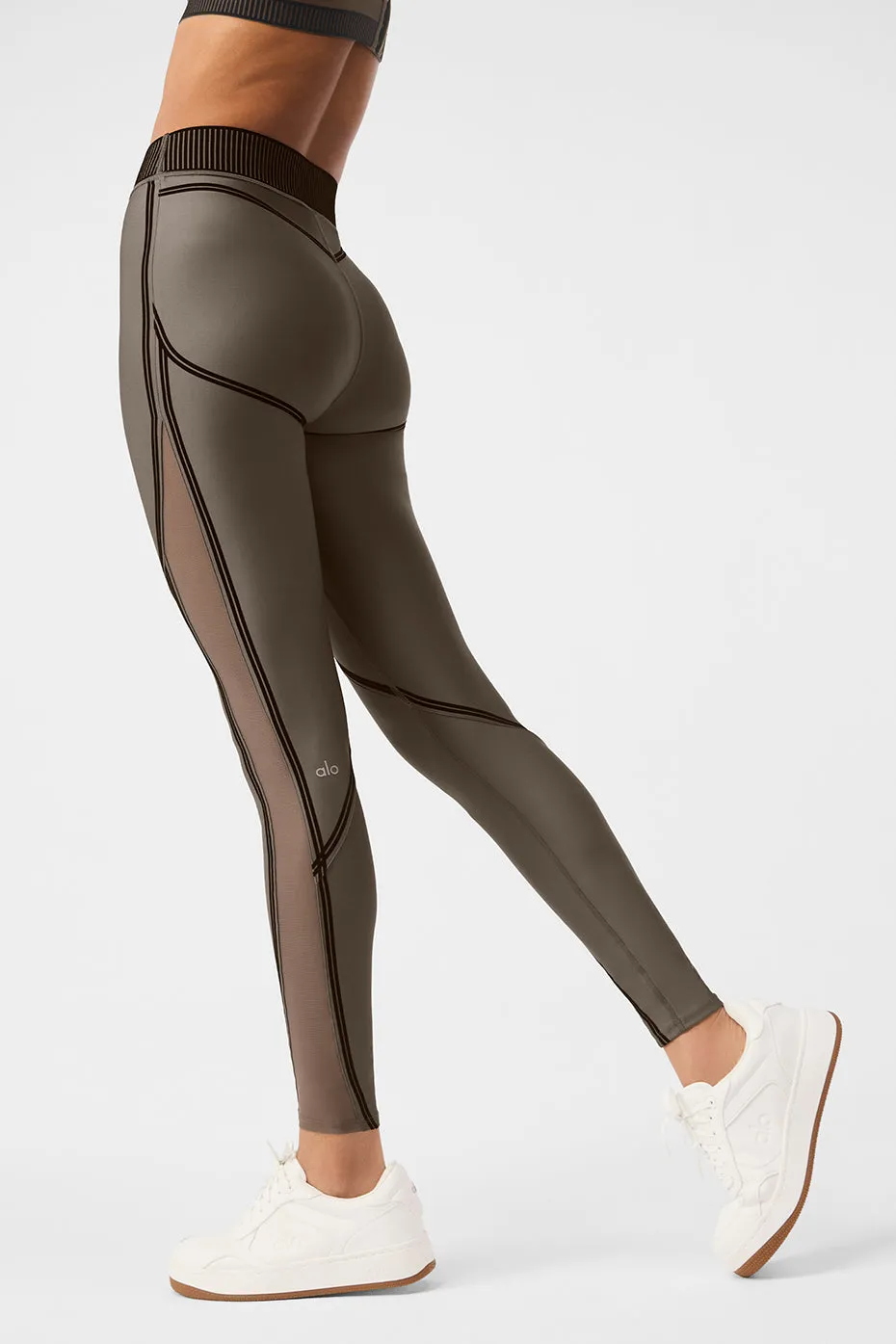 Airlift Mesh Line Up High-Waist Legging - Olive Tree