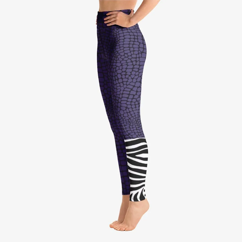 Animal Printed Leggings "CrocoZebra" Purple