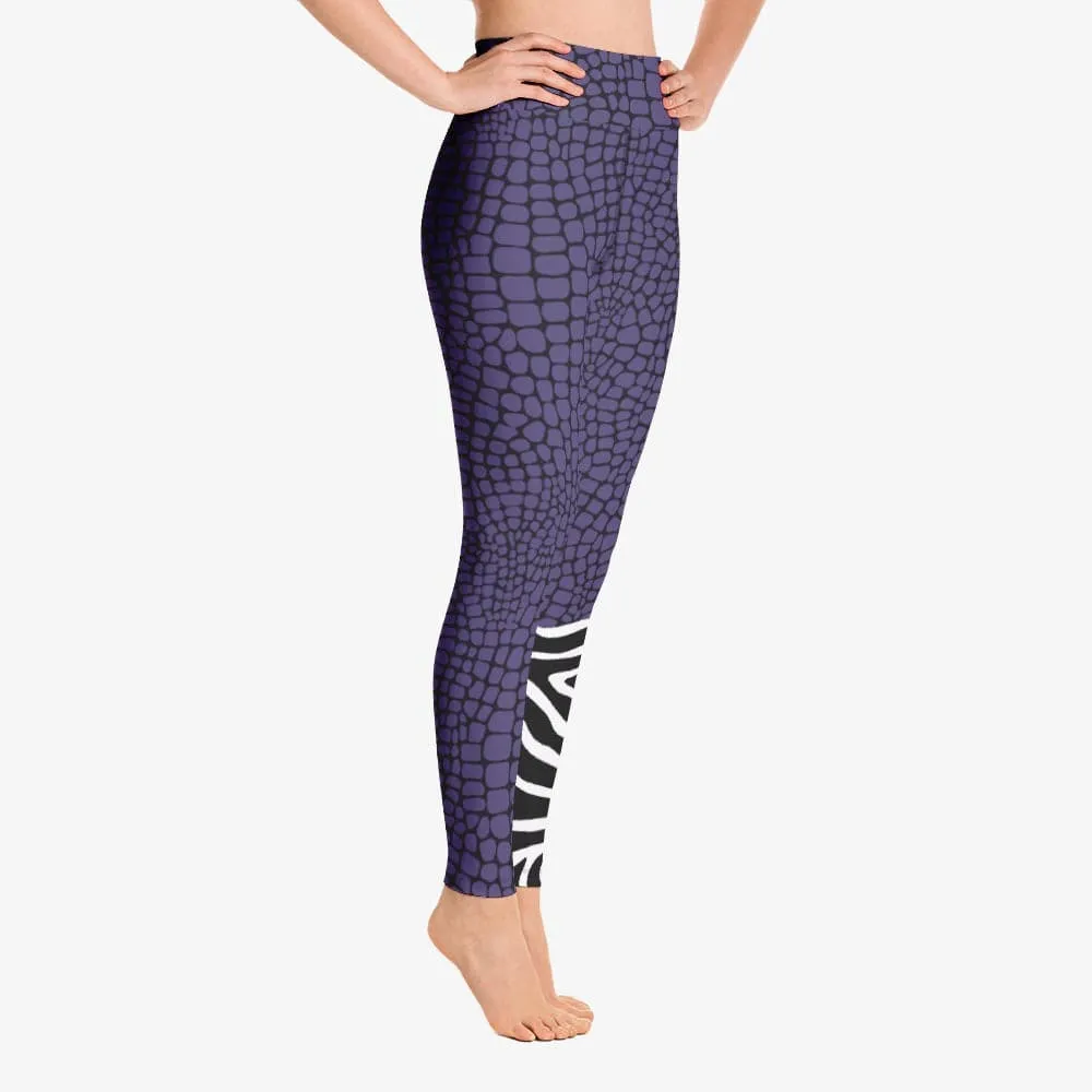 Animal Printed Leggings "CrocoZebra" Purple