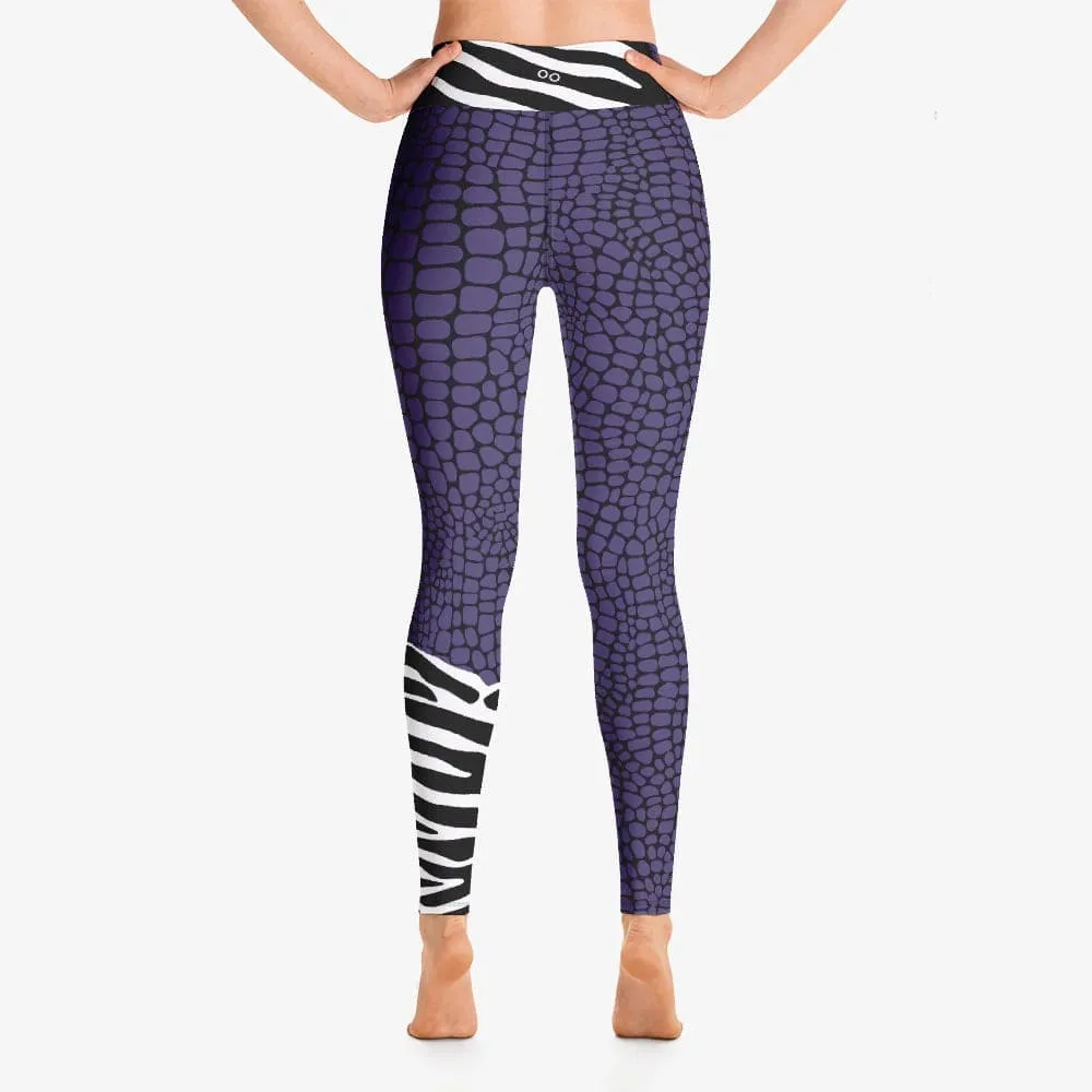 Animal Printed Leggings "CrocoZebra" Purple