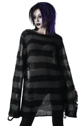 Ash Distress Knit Sweater [B]