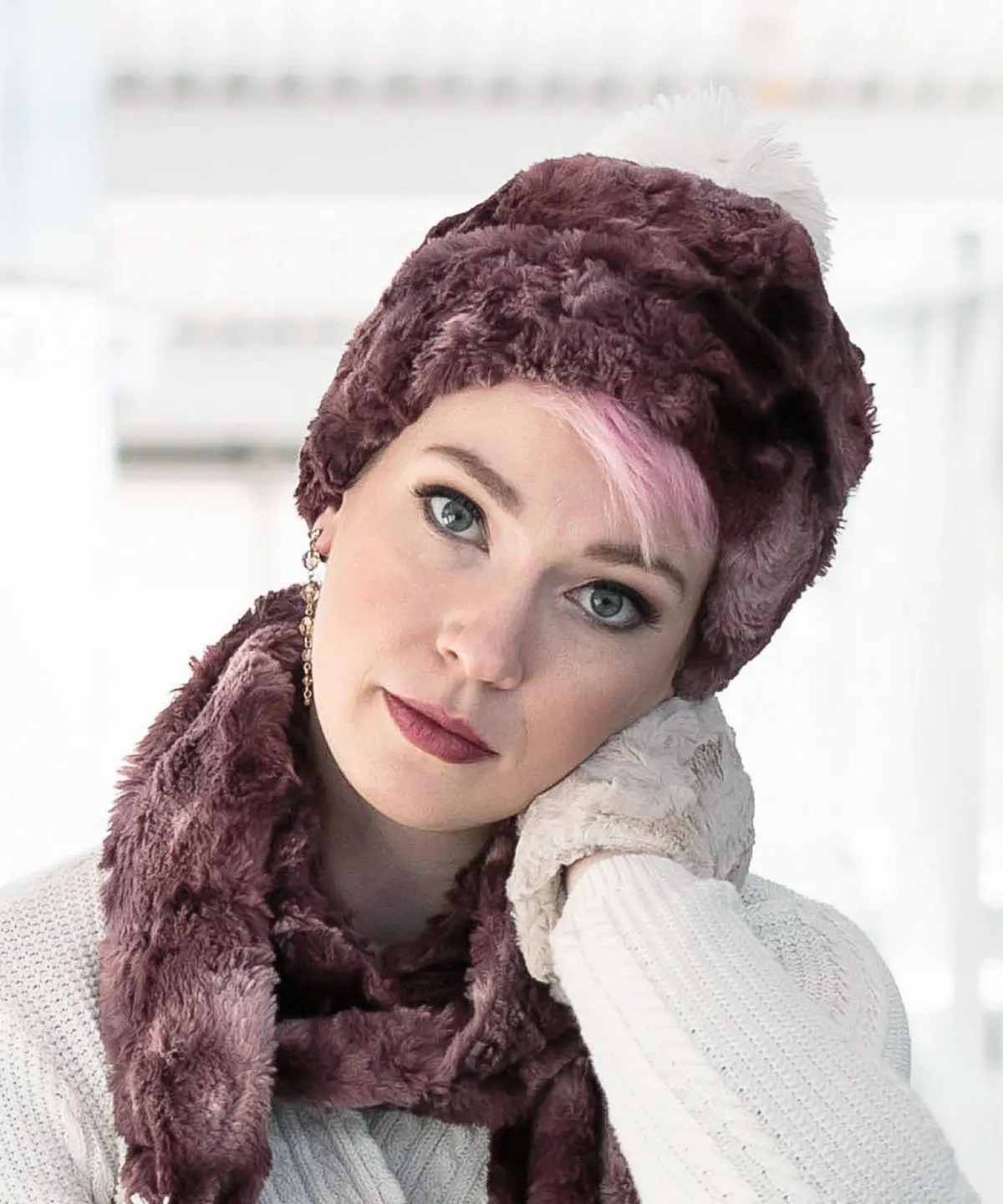 Beanie Hat, Reversible - Luxury Faux Fur in Highland (Thistle - Limited Availability)