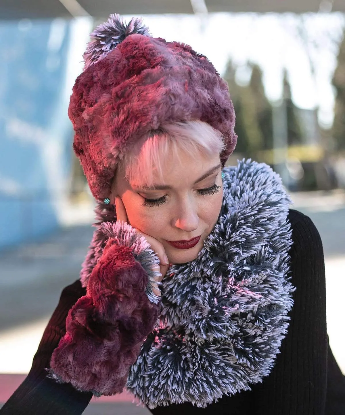 Beanie Hat, Reversible - Luxury Faux Fur in Highland (Thistle - Limited Availability)