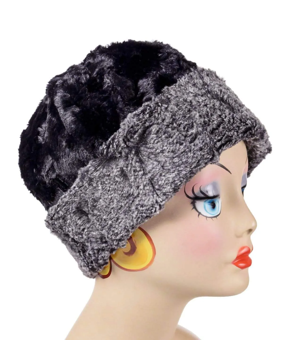 Beanie Hat, Reversible - Luxury Faux Fur in Nimbus