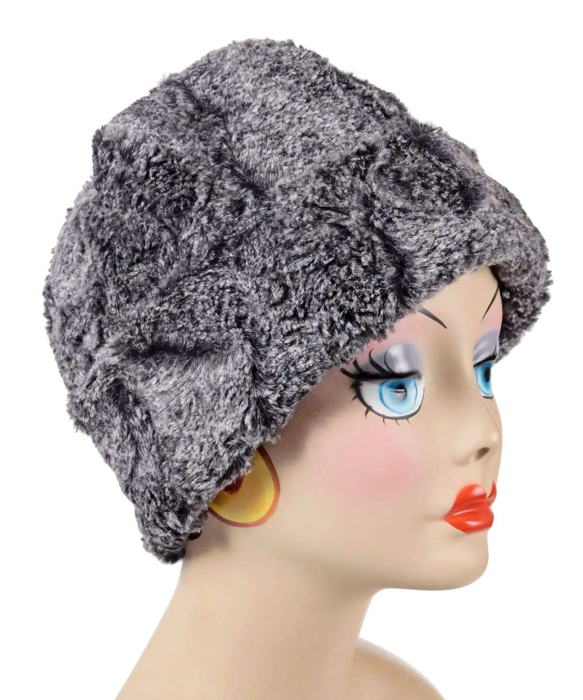 Beanie Hat, Reversible - Luxury Faux Fur in Nimbus