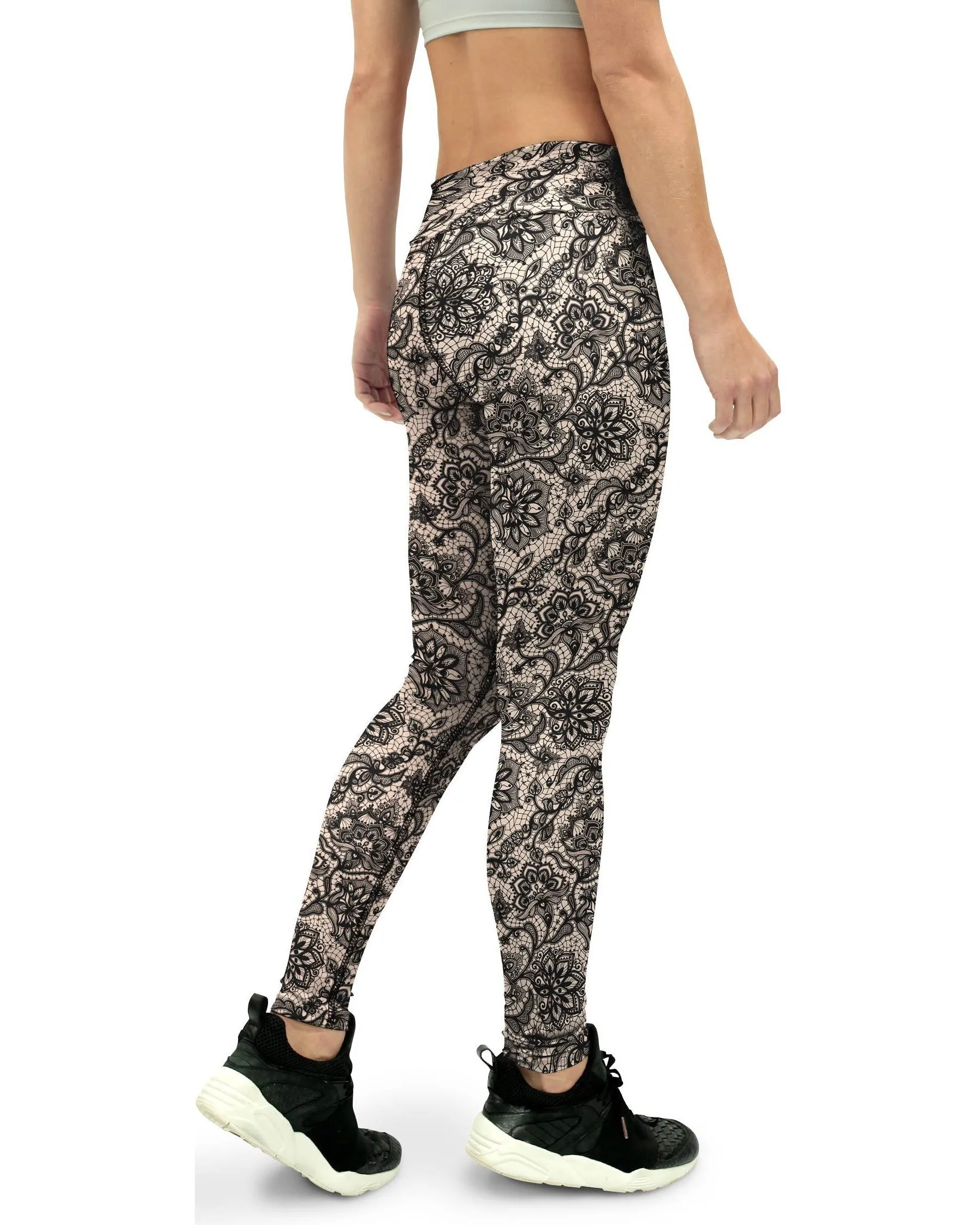 Black Faux Lace Yoga Pants