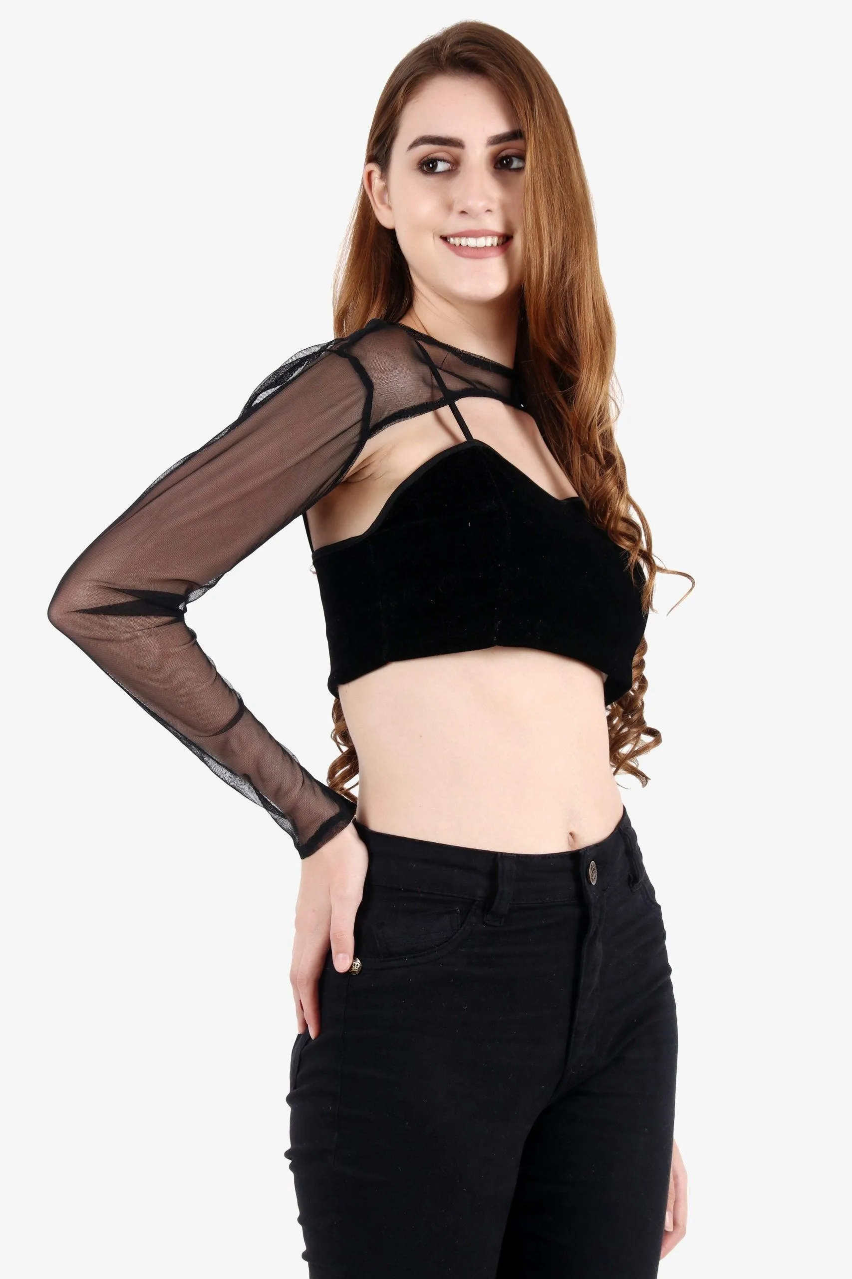 Black Solid Sheer Sleeves