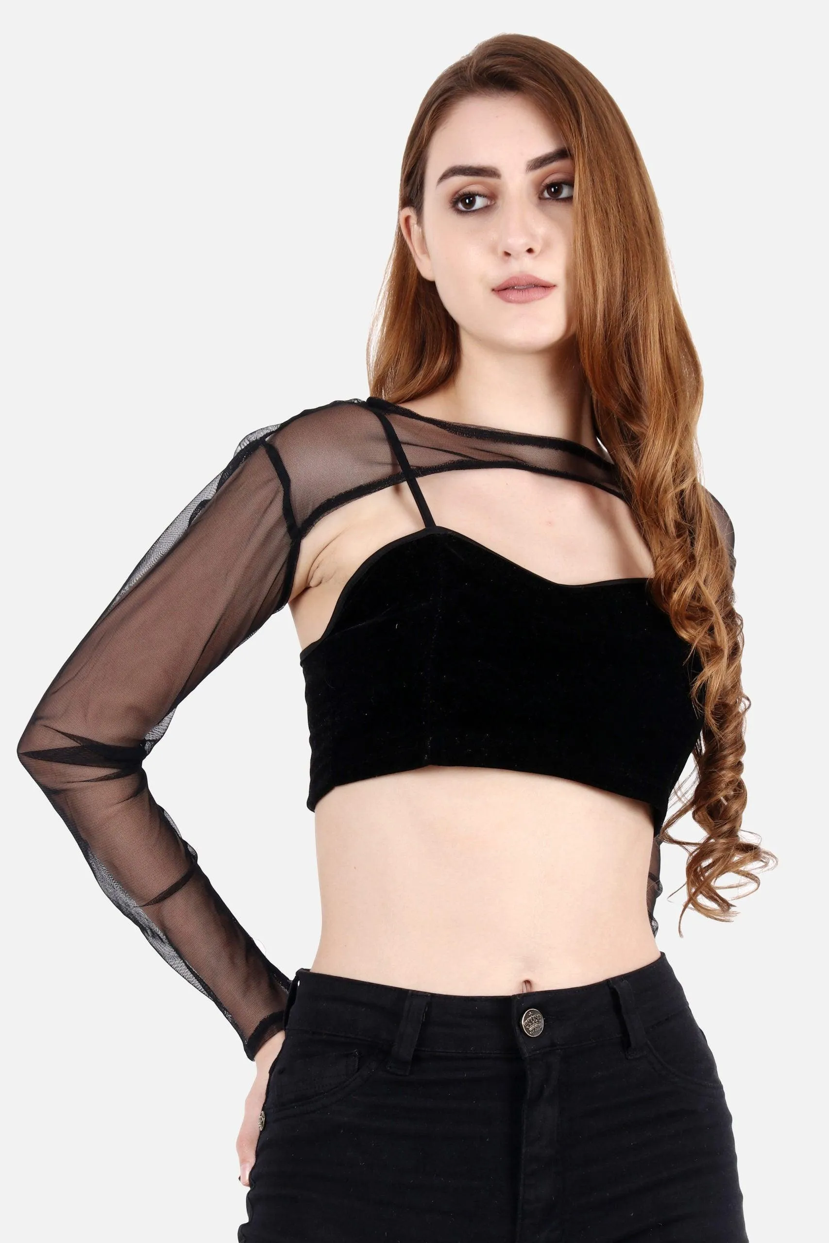 Black Solid Sheer Sleeves