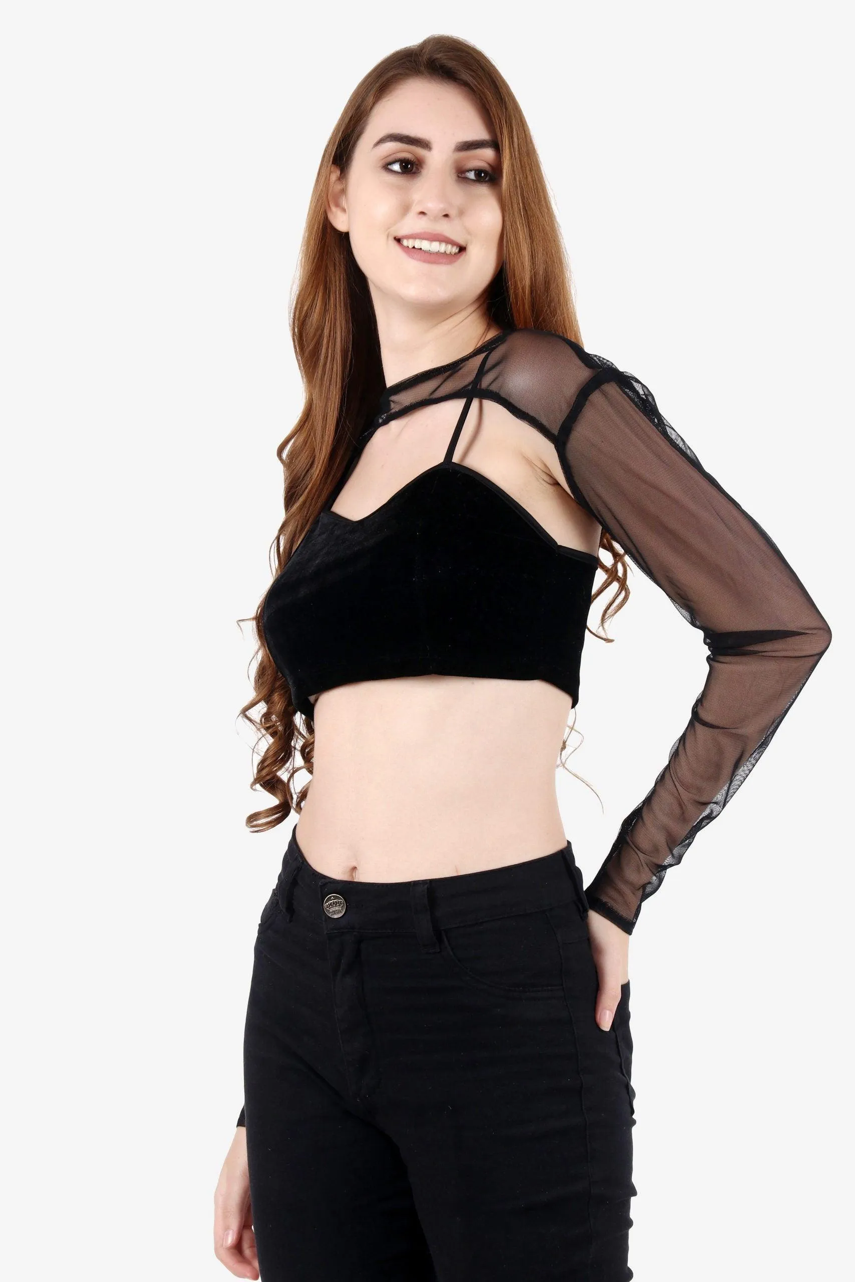 Black Solid Sheer Sleeves