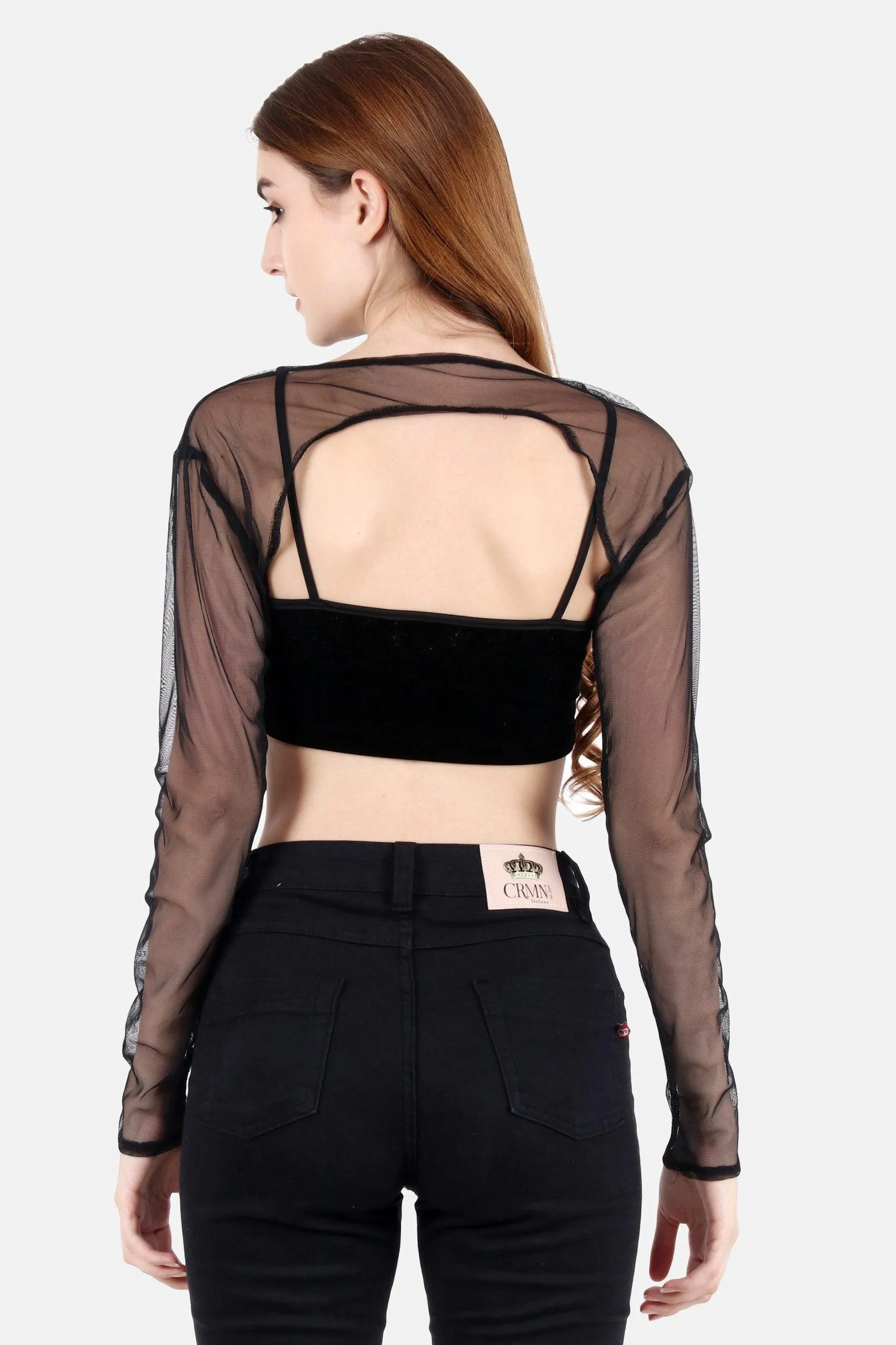 Black Solid Sheer Sleeves