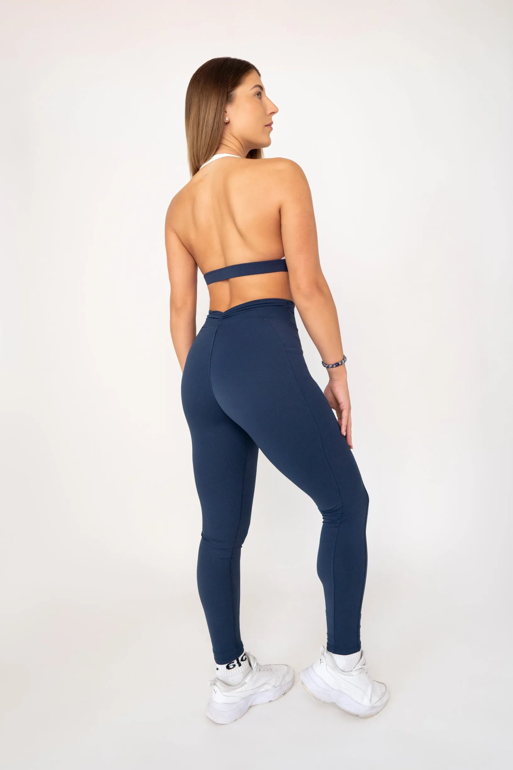 Blue soft material leggings & bra set