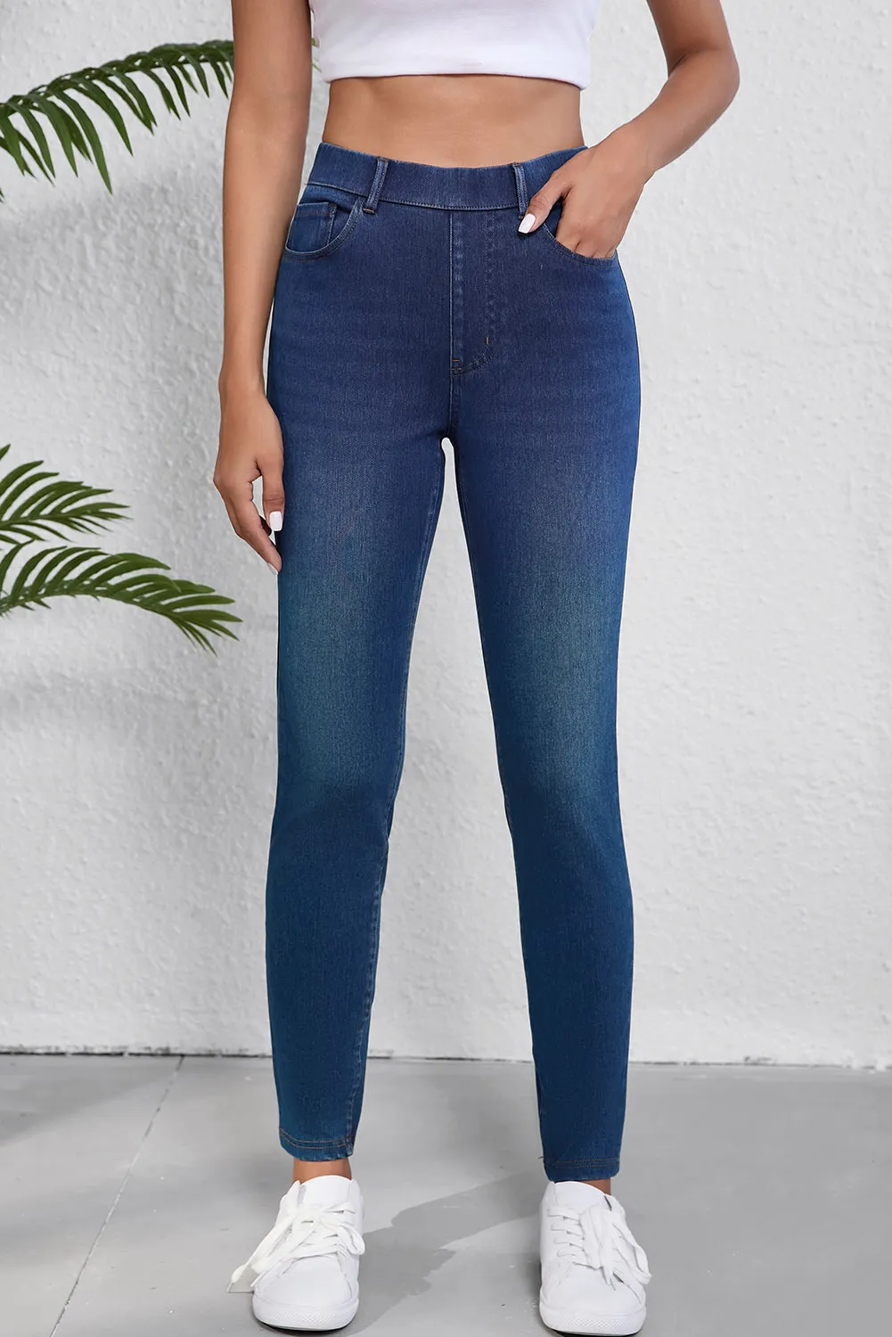 Chambray High Waist Jean Leggings