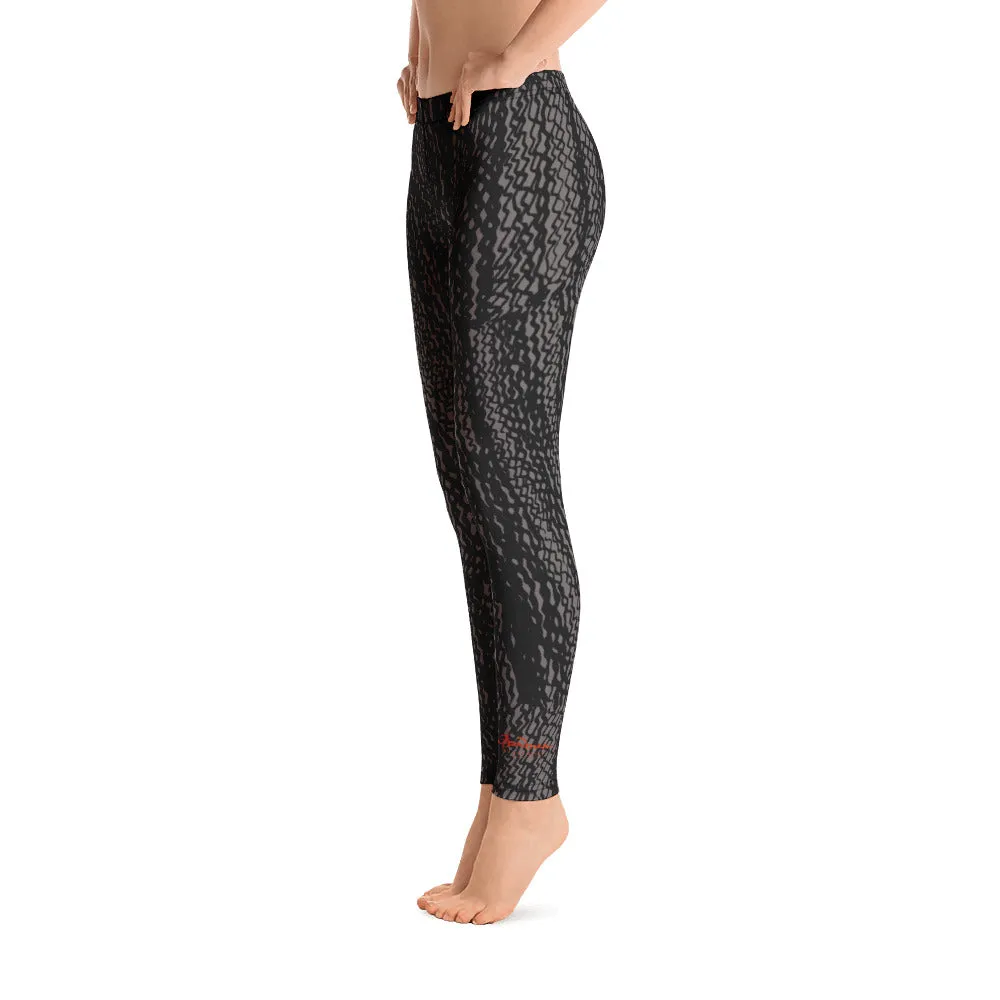 Charcoal Grey Tire Scribble Leggings