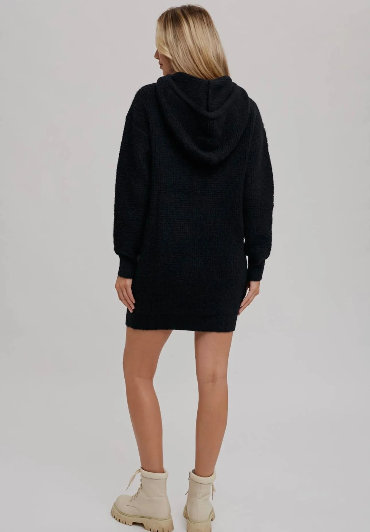 Chunky Waffle Hoodie Tunic Dress