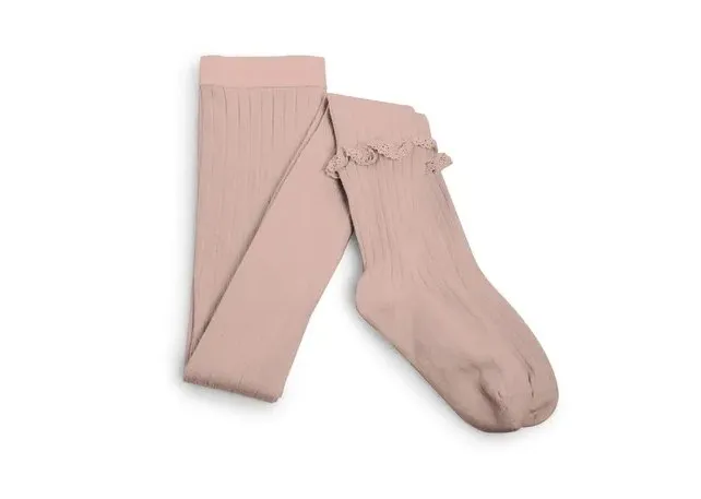 Collegien Chloé Ribbed Frill Tights | Vieux Rose