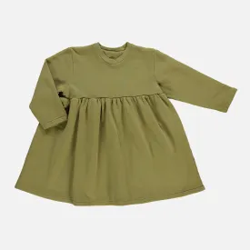 Cotton Fleece Lobelia Sweater Dress - Green Moss