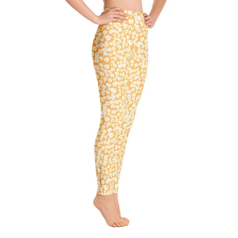 Daisy Orange High Waist Yoga Leggings