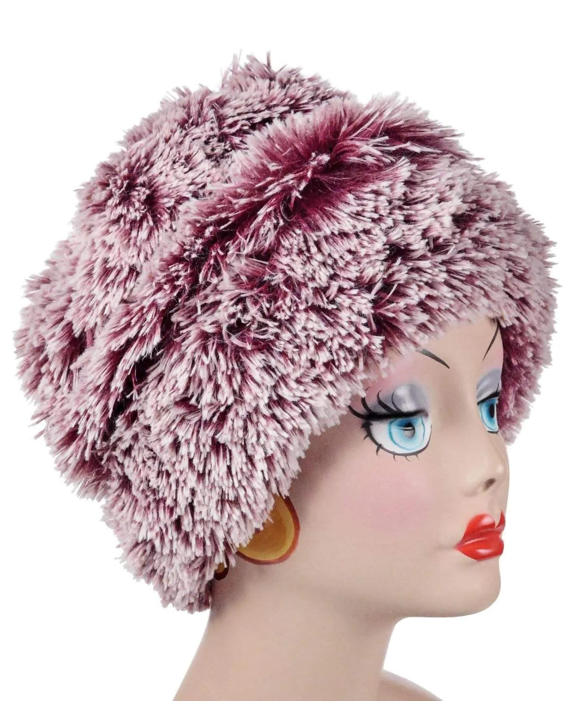 Fox Beanie Hat, Reversible - Fox Faux Fur with Assorted Faux Fur Liner (Limited - Cranberry Creek / Berry Foxy Combos)