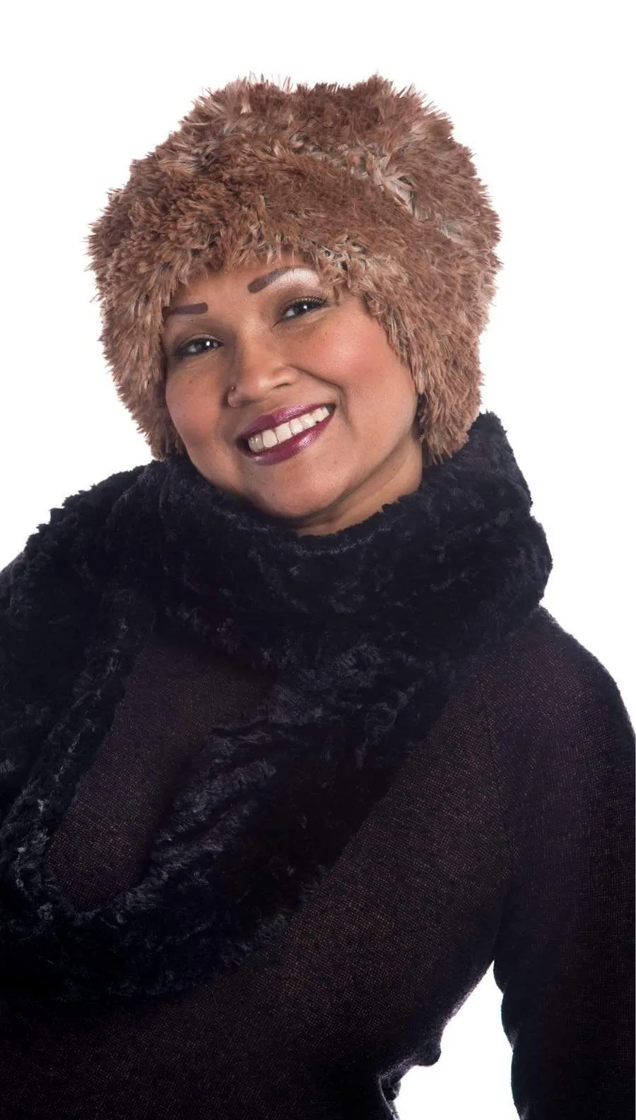 Fox Beanie Hat, Reversible - Fox Faux Fur with Assorted Faux Fur Liner (Limited - Cranberry Creek / Berry Foxy Combos)