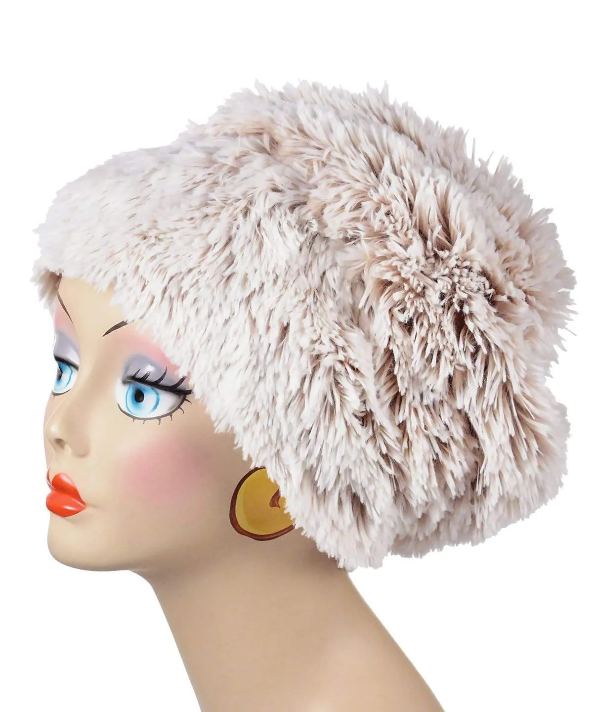 Fox Beanie Hat, Reversible - Fox Faux Fur with Assorted Faux Fur Liner (Limited - Cranberry Creek / Berry Foxy Combos)