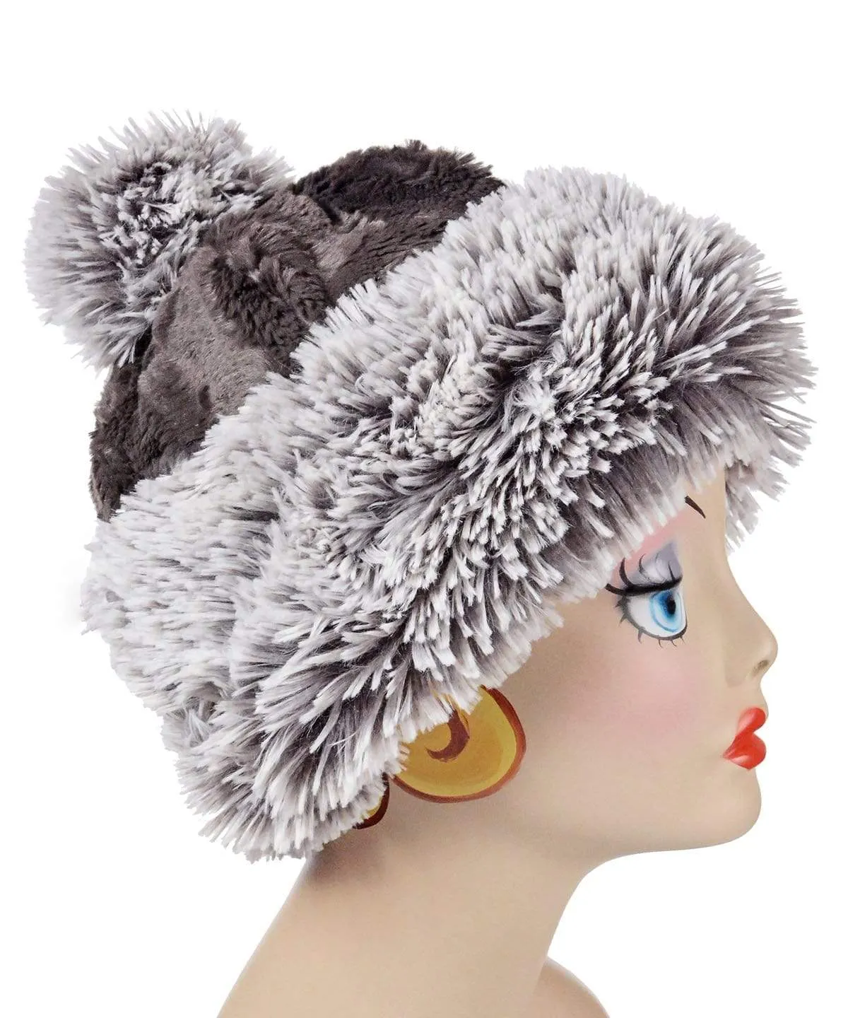 Fox Beanie Hat, Reversible - Fox Faux Fur with Assorted Faux Fur Liner (Limited - Cranberry Creek / Berry Foxy Combos)