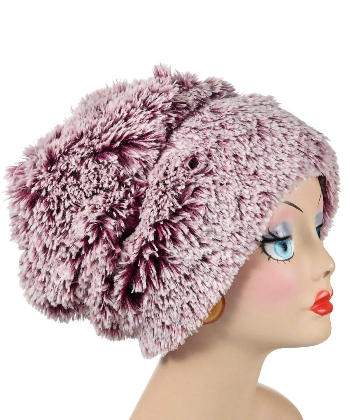 Fox Beanie Hat, Reversible - Fox Faux Fur with Assorted Faux Fur Liner (Limited - Cranberry Creek / Berry Foxy Combos)