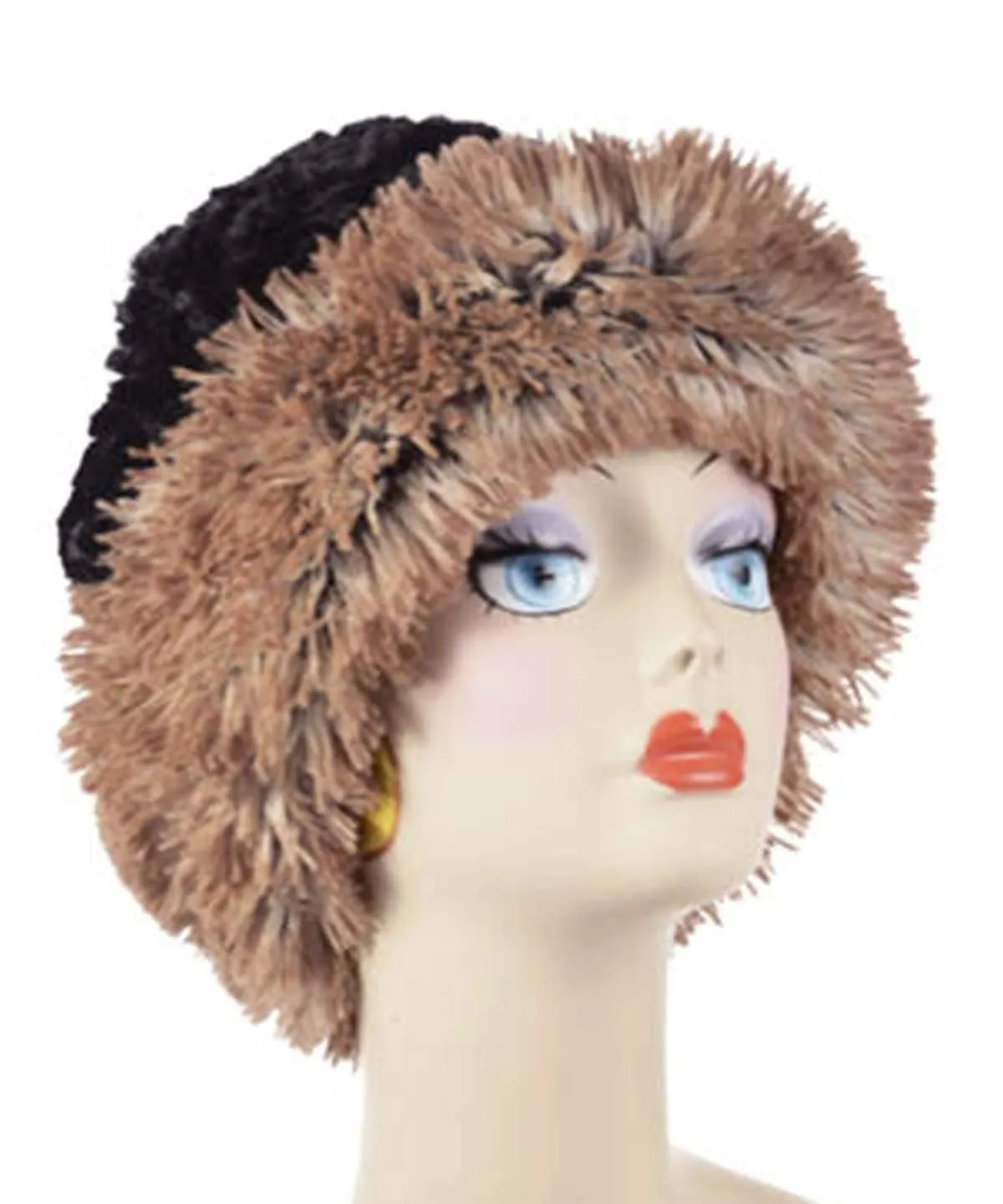 Fox Beanie Hat, Reversible - Fox Faux Fur with Assorted Faux Fur Liner (Limited - Cranberry Creek / Berry Foxy Combos)