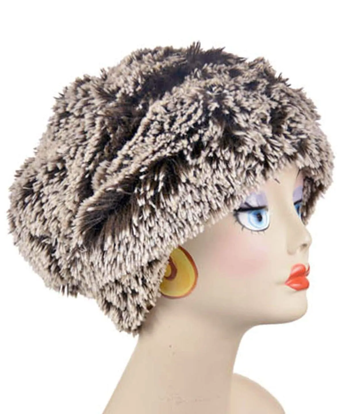 Fox Beanie Hat, Reversible - Fox Faux Fur with Assorted Faux Fur Liner (Limited - Cranberry Creek / Berry Foxy Combos)