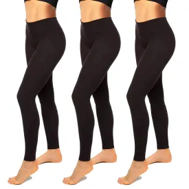 Fullsoft Black 3 Pack Womens Leggings High Waisted Yoga Pants