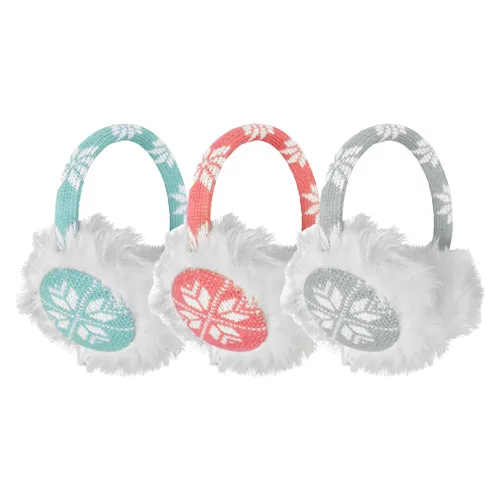 Girls' Snowflake Faux Fur Earmuffs