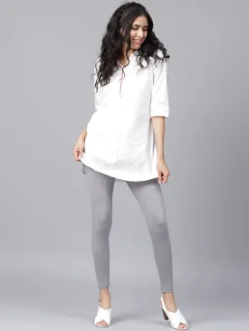 Grey Solid Cotton Lycra Leggings