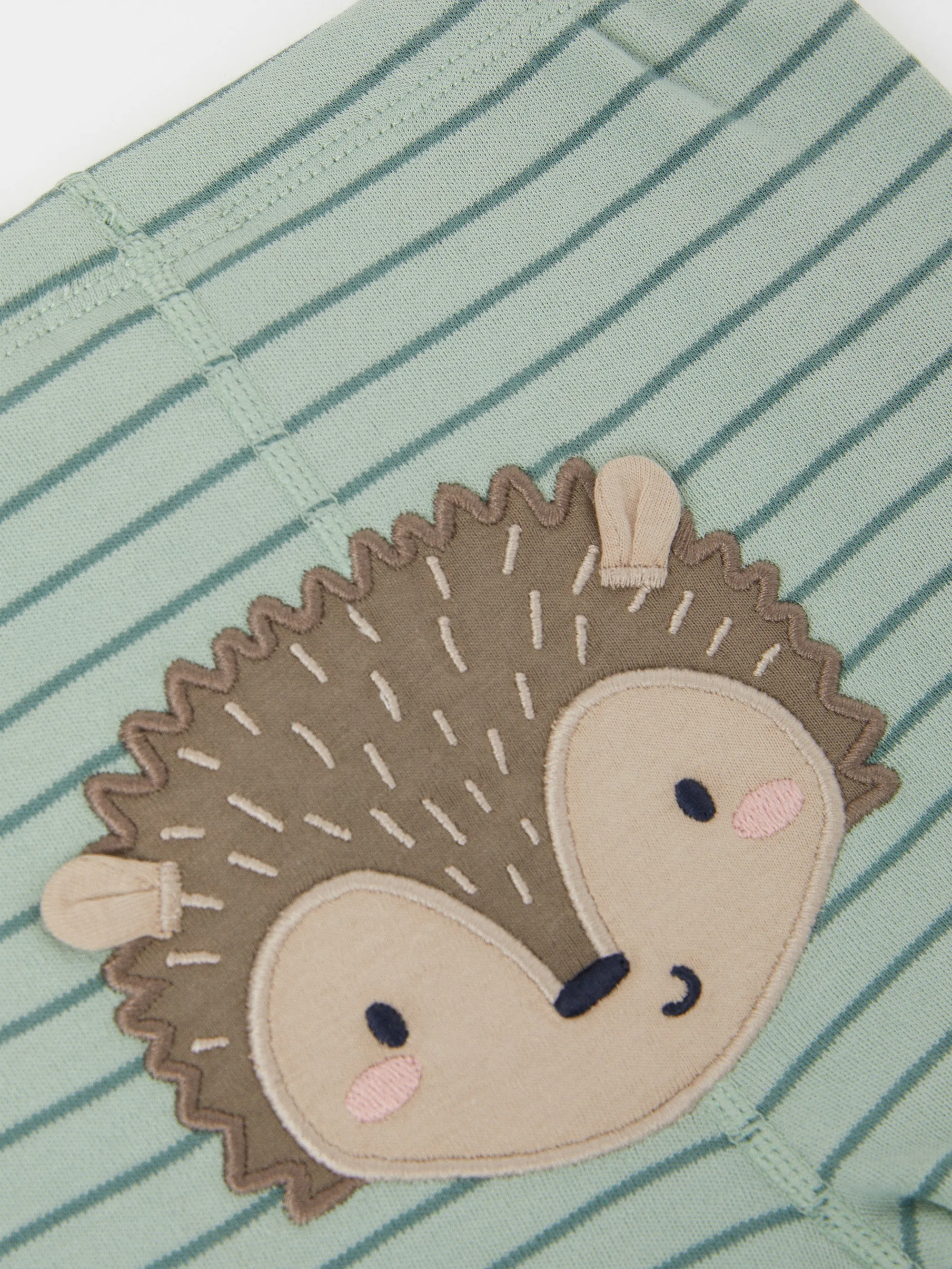 Hedgehog Applique Striped Baby Leggings