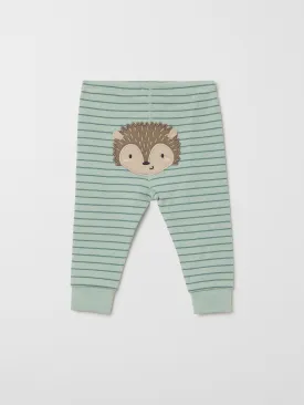 Hedgehog Applique Striped Baby Leggings