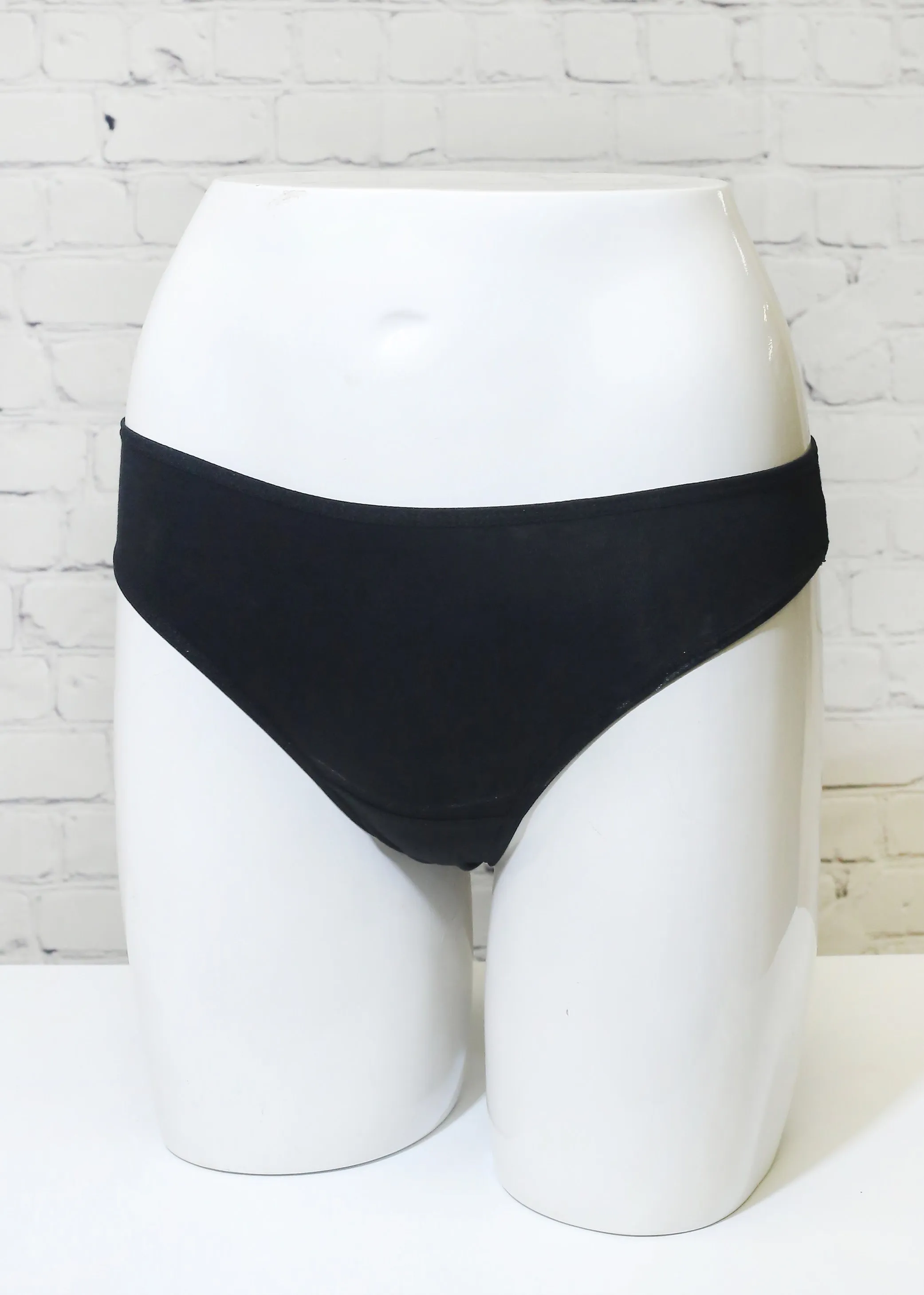 Her. Cotton Stretch Thong - Black