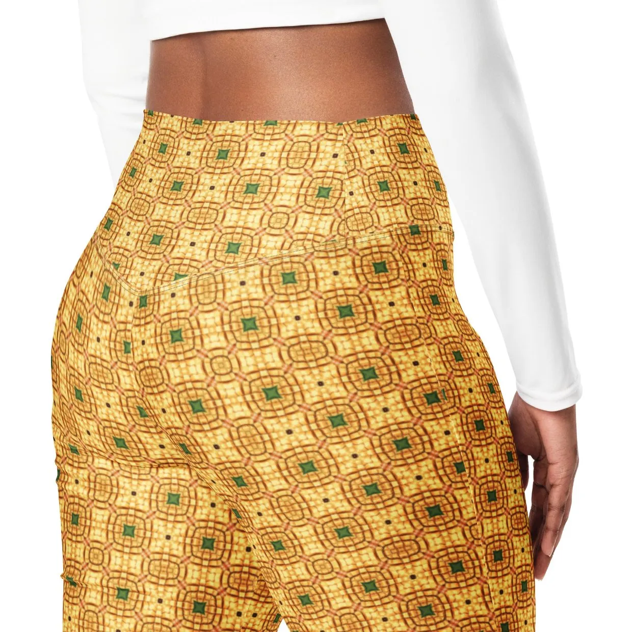 High-Rise Flared Leggings Golden Emerald Tiles