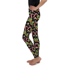 Holly Leaves with Berries Youth Leggings