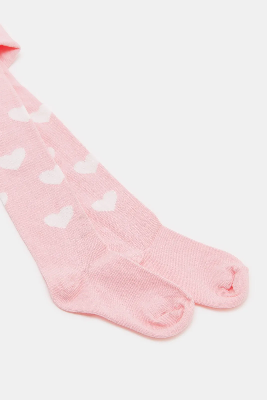 Infant Girls Pink Tight Withs White Heart Print