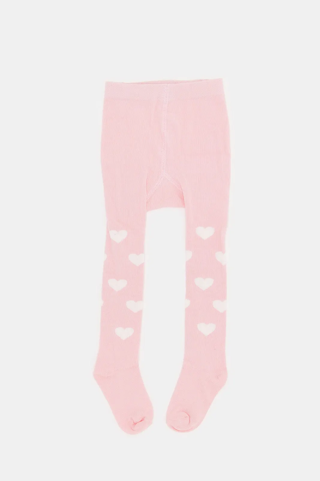 Infant Girls Pink Tight Withs White Heart Print