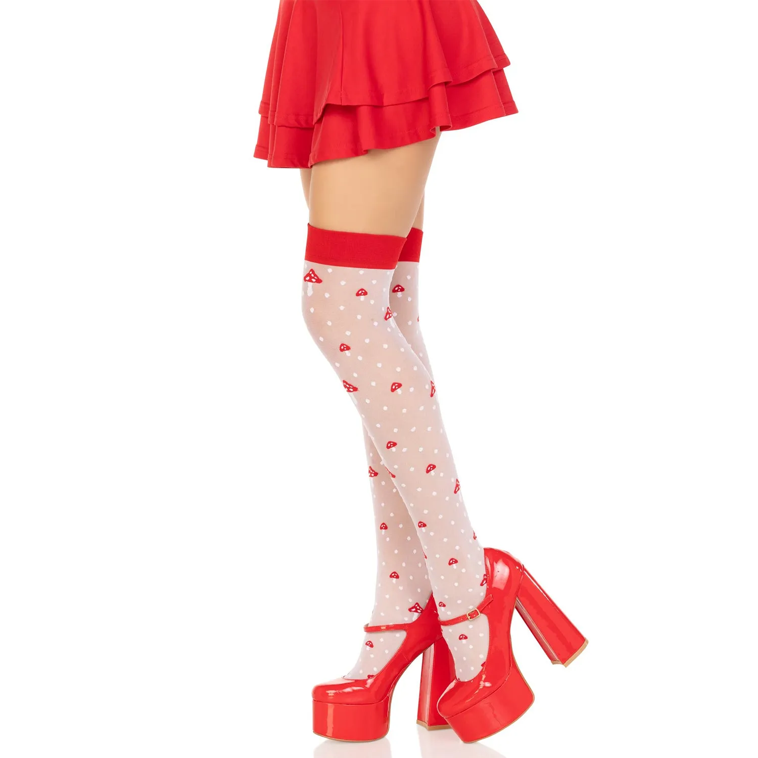 Leg Avenue | Polka Dot Mushroom Thigh Highs