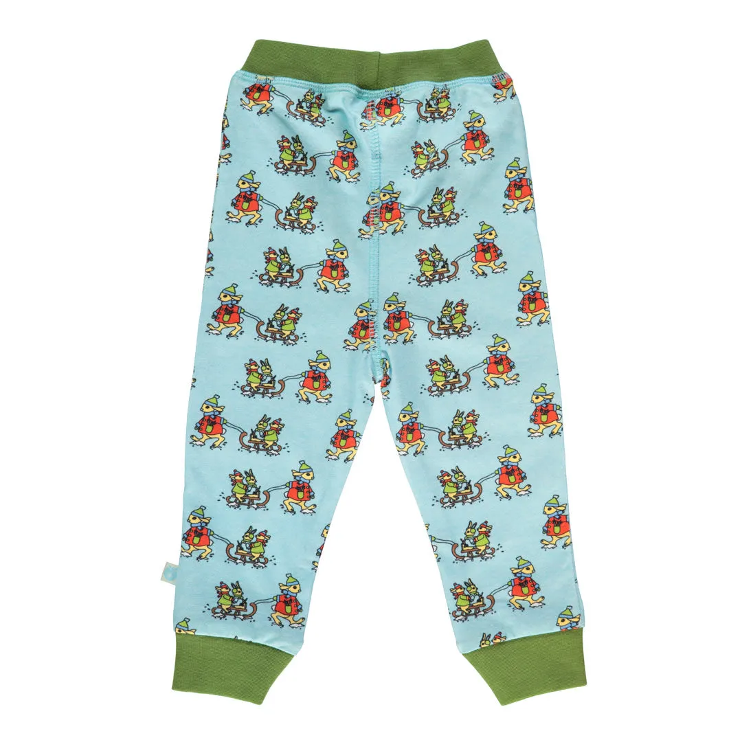 Leggings for baby with rabbits sledding