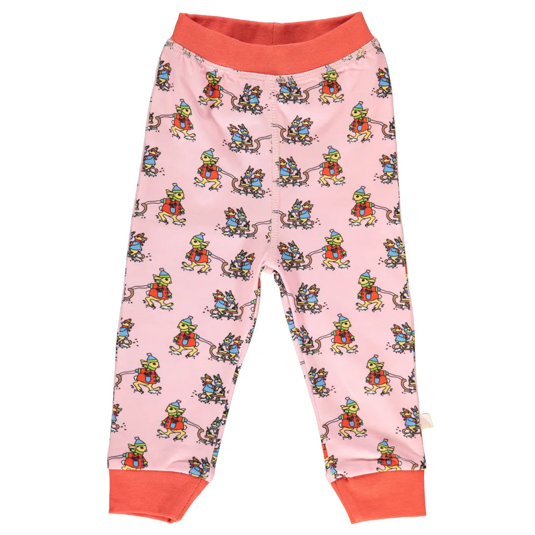 Leggings for baby with rabbits sledding