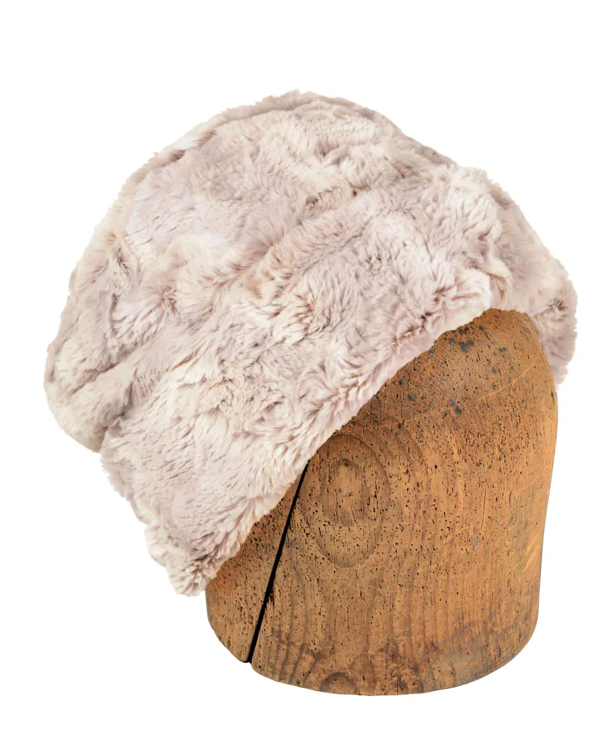 Men's Cuffed Pillbox, Reversible (Solid) - Café Au Lait Faux Fur