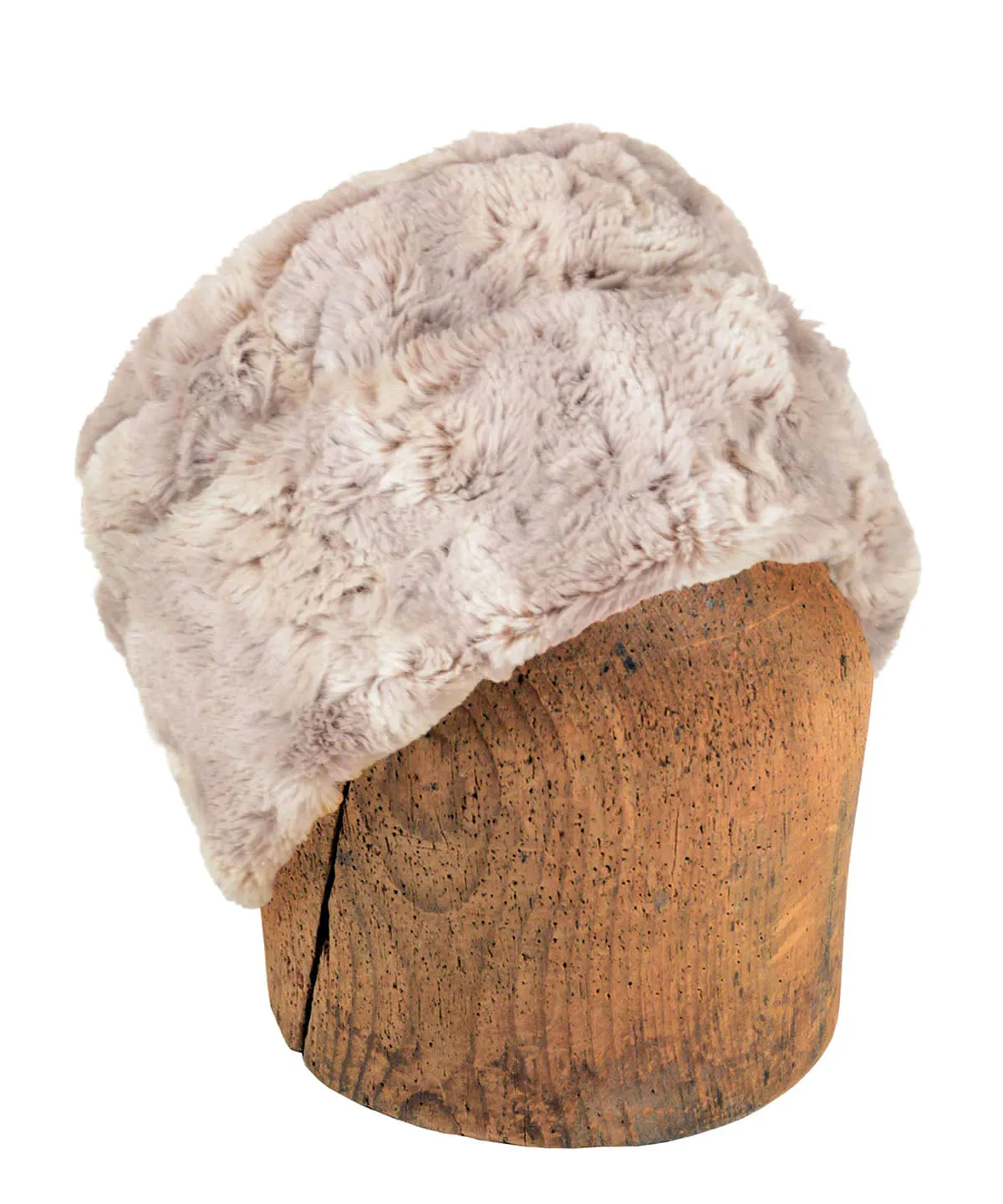 Men's Cuffed Pillbox, Reversible (Solid) - Café Au Lait Faux Fur