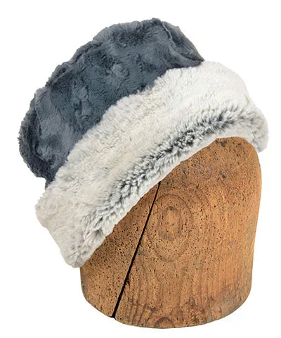 Men's Cuffed Pillbox, Reversible (Solid or Two-Tone) - Frosted Faux Furs