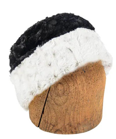 Men's Cuffed Pillbox, Reversible (Solid or Two-Tone) - Luxury Faux Fur in Winters Frost