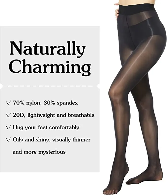 Missby® Women's 20D Sheer Pantyhose Stockings 2 Pairs (Black)