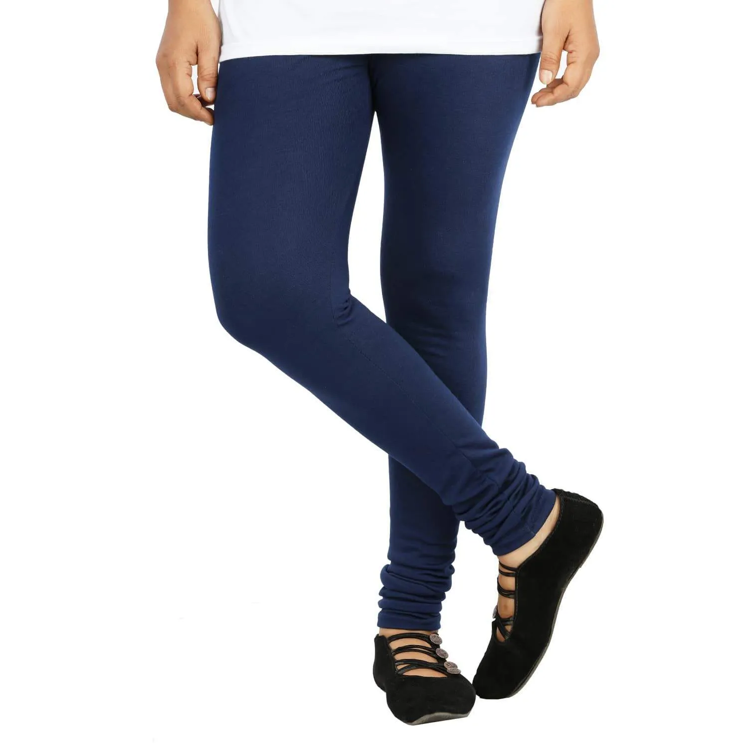 Navy Blue Plain Churidar Lycra Leggings